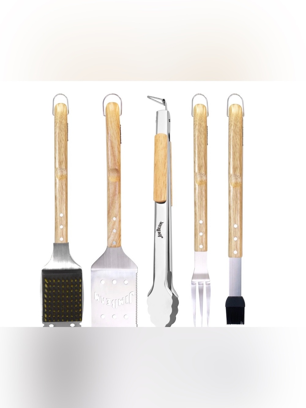 Jim Beam 5pcs Grill Tool Set (Grill Brush, Spatula, Tongs, Fork, Basting Brush)